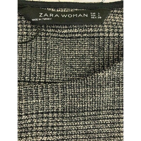 Zara Womens New Black White Short Sleeve Mini Dress Work Career Large - Picture 7 of 9